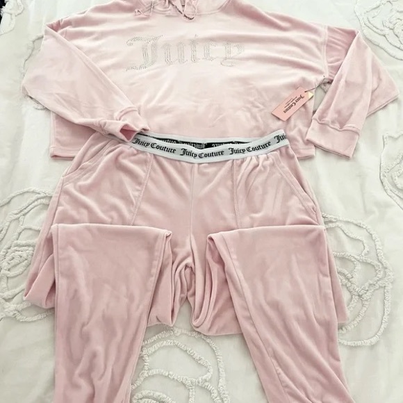 Juicy Couture Sweaters - Juicy Couture Pink Velvet Velour Matching Jogger Set